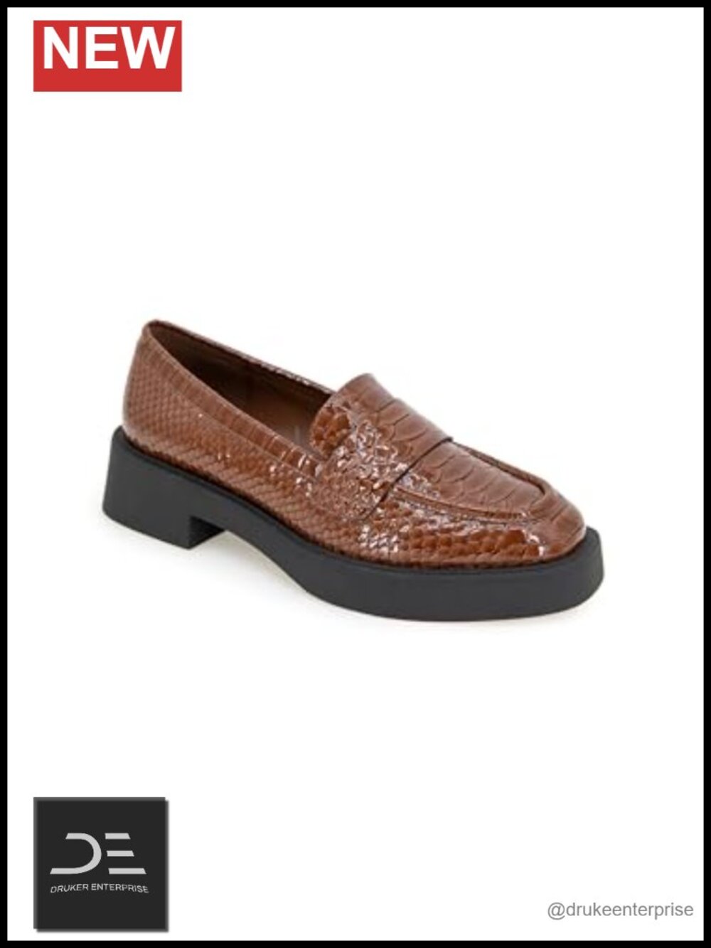 Women's Leather Loafers Slip-Ons Comfortable Flats Block Heel